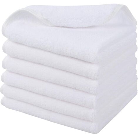 Gant Visage Microfibre - 20 x 20 cm - Pour Démaquillage et Soins du Visage - Réutilisable - Blanc - 6 Pièces (1/5)