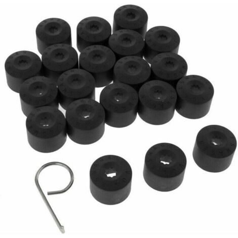 Cache Boulon Jante - 20 Pièces - Pour Volkswagen Golf - Fixation par Enfoncement - Noir