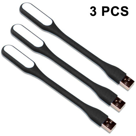 Lampe LED USB - 3 Unités - Flexible 360° - Alimentée par Port USB - Pour Clavier Ordinateur Portable Lecteur de Livre Bureau Camping - Blanc Chaud (1/5)
