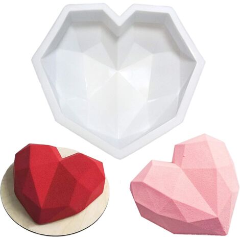 Moule En Silicone Forme De Coeur Diamant - 3D Non Adhérent - Pour Gâteaux Chocolat Gelée Savon Résine - 1 Pièce (1/5)