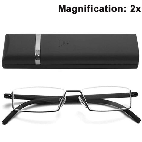 Lunettes De Lecture Demi-Monture - Verres Clairs Pour Ordinateur - Légères Et Confortables - Pour Hommes Et Femmes - Avec Étui Miroir Portable - 1 Pièce (1/5)