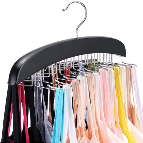 Cintre Pour Hauts Sans Manches - Bois Premium - 24 Crochets Métalliques Pliables - Rotation 360° - Organisation Efficace Pour Débardeurs Camisoles Maillots Soutiens-Gorge Écharpes - 1 Pièce (1/5)