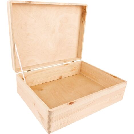 Boite Rangement En Bois - 40 x 30 x 14 cm - Avec Couvercle - Brut Non Poncé Non Peint - Pour Décoration DIY Et Stockage