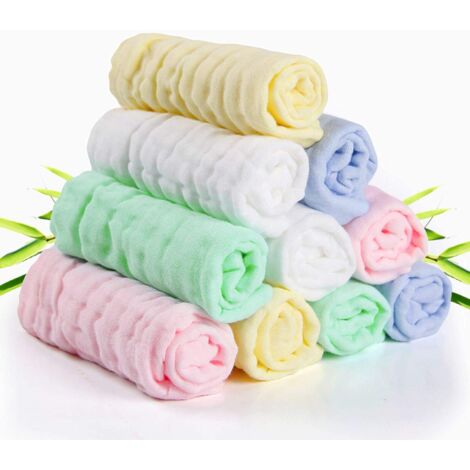 Gant De Bain Bébé - Serviette De Bain En Coton Bio Musseline - Pour Peau Sensible - 20,5 X 20,5 Cm - Lot De 10