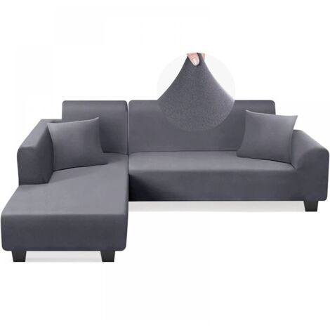 Housse De Canapé - Extensible - Pour Canapé 3 Places - 180 À 215 Cm - Gris Clair - Protection Contre Les Taches Et Les Animaux (1/5)