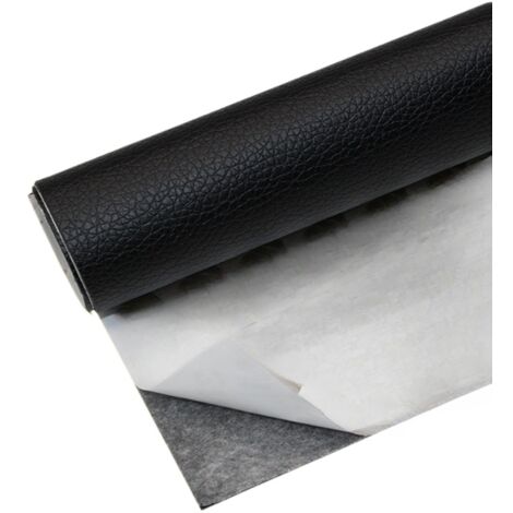 Rouleau Adhésif Cuir Synthétique - 50 x 120 cm - Autocollant Réparation Cuir pour Canapé Siège Voiture Sac Veste - Noir (1/4)