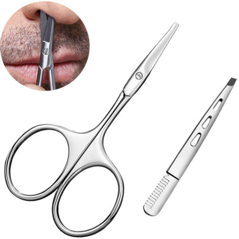 Ciseaux De Toilette - Ciseaux À Pointes Droites En Acier Inoxydable - Pour Barbe Oreilles Sourcils Nez - Lot De 1 (1/5)