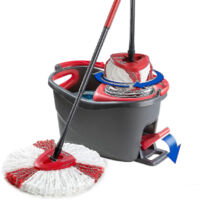 Microfibre Mop Pad - Foot-Operated Wringer System - Compatible With Swivel Mops - For Hard Floor Cleaning - 2 Pieces