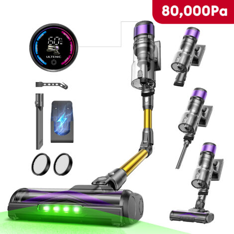Ultenic Aspirateur balai sans fil UV20, 80kpa/600W, Autonomie 60 min, 1,5L, brosse anti-emmêlement, Écran LED, Tube pliable