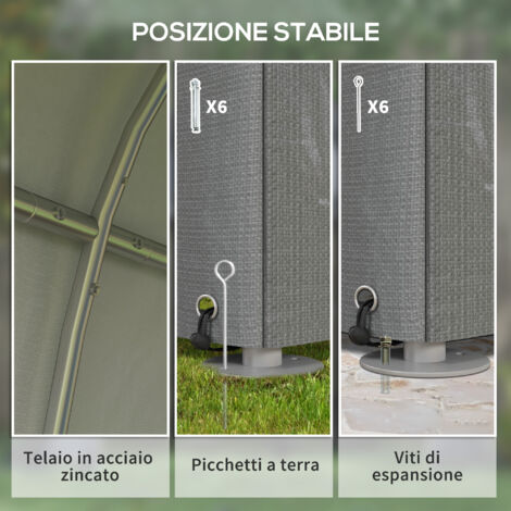 Casetta da giardino temporanea 179x120 cm con accessori, colore grigio scuro, facile montaggio, ideale per rimessa attrezzi (1/5)