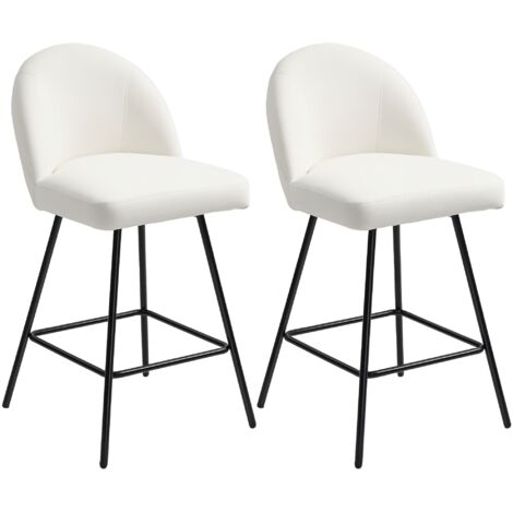 set di sgabelli da bar con schienale in velluto, sedie alte con poggiapiedi per isola cucina e bancone bar, 48,5x56x92 cm, bianco crema (1/5)