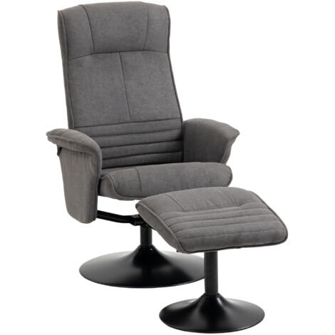 Poltrona reclinabile con poggiapiedi, schienale regolabile, 69 cm x 71 cm x 104 cm, grigio scuro + nero (1/5)