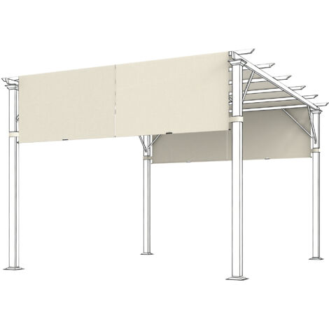 Telo di ricambio per pergola con protezione UV, vela parasole per patio, per gazebo 3 x 3 m, bianco crema