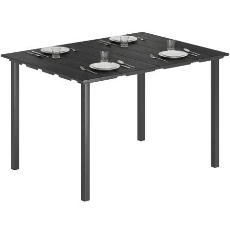Tavolo da pranzo da giardino nero per 6 persone con piano in HDPE e struttura in metallo, 120x90x74 cm. (1/5)