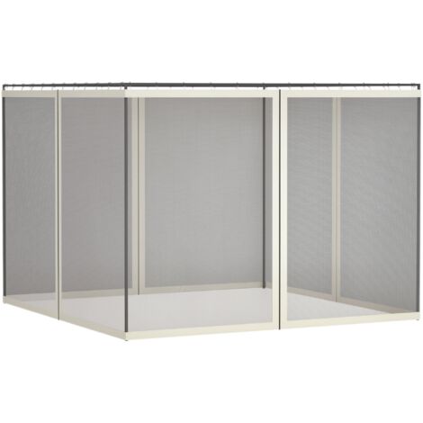 Zanzariere per gazebo/barnum, 3 x 4 m - Set di 4 zanzariere con cerniera e ganci di fissaggio