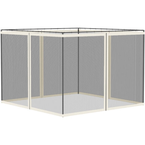 Zanzariere per gazebo da giardino 3 x 3 m - set di 4 zanzariere con cerniera + ganci di fissaggio - poliestere nylon
