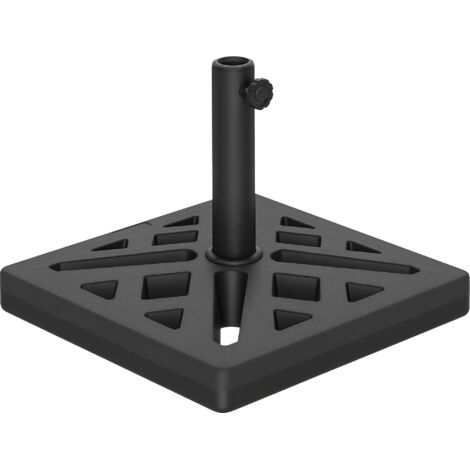Base quadrata per ombrellone da 15 kg, supporto in cemento per pali di Ø 32, 38, 48 mm, design traforato 45 x 45 x 33,5 cm, nero (1/5)