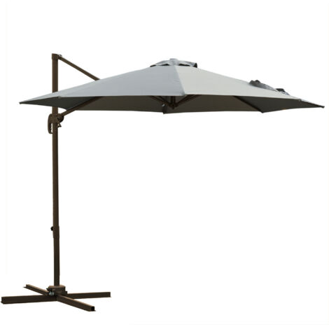 Ombrellone da giardino con manovella e 8 stecche, inclinazione regolabile, Ø2,95x2,5 m, grigio (1/5)