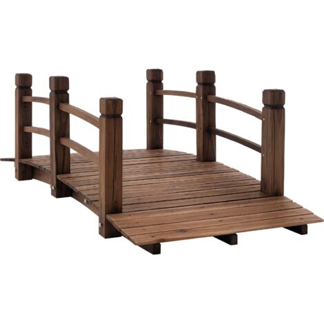 Ponte da giardino - Ponte per bacino - Passerella in legno - Decorazione da giardino dim. 152,5L x 67W x 48H cm - Legno di pino trattato carbonizzato