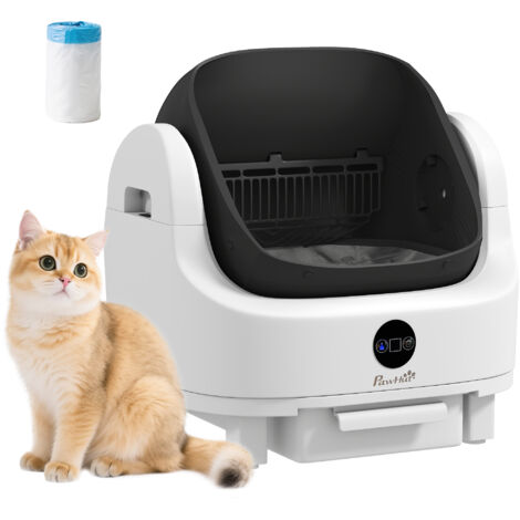Lettiera per gatti autopulente, lettiera automatica aperta, isolamento odori/protezione di sicurezza, bianca