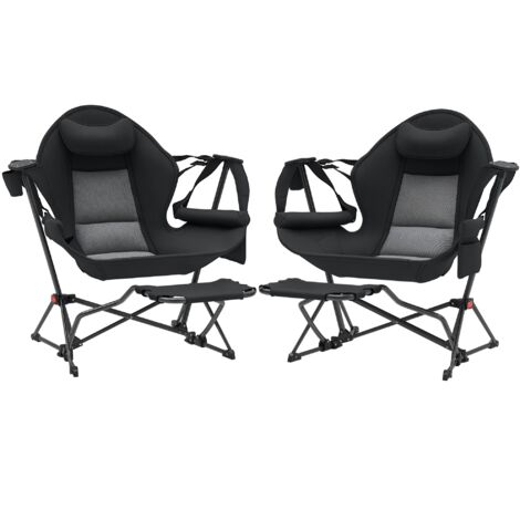 2 Carrelli da giardino per esterni con poggiapiedi, poggiatesta, portavaso, tasche e borsa per il trasporto, capacità di carico 120 kg, nero (1/5)