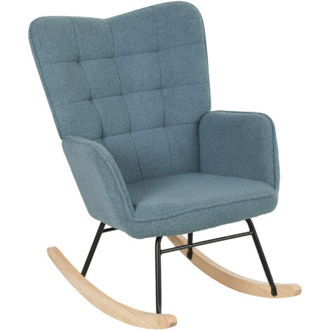 Sedia a dondolo, forma ergonomica, gambe in legno massello, portata massima 120 kg, colore azzurro. (1/5)