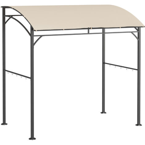 Gazebo da giardino/barbecue 215 x 150 x 220 cm in metallo con ganci per patio, giardino, cortile, beige (1/5)