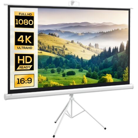 Schermo per proiettore da 84 pollici 4K HD con rapporto d'aspetto 16:9, treppiede pieghevole e altezza regolabile, schermo portatile, ampio angolo di visione di 160 gradi, per casa, home theater, este (1/5)