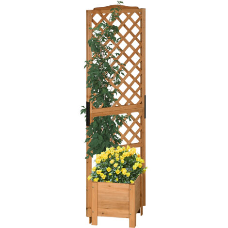 Fioriera con traliccio su gambe per piante - dim. 54,5L x 52L x 180H cm - Legno di abete pre-oliato (1/5)