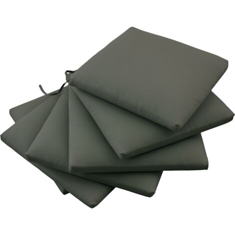 Set di 6 cuscini per sedie da giardino da esterno, imbottitura 3 cm, tessuto in poliestere, dimensioni 42L x 42W cm, grigio scuro.