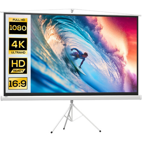 Schermo di proiezione da 100 pollici con supporto per treppiede regolabile in altezza, risoluzione 4K HD 16:9. (1/5)