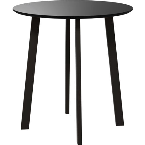 Tavolo da pranzo per 2 persone, piano bianco, gambe in metallo con piedini, Ø72 x 75H cm, nero (1/5)