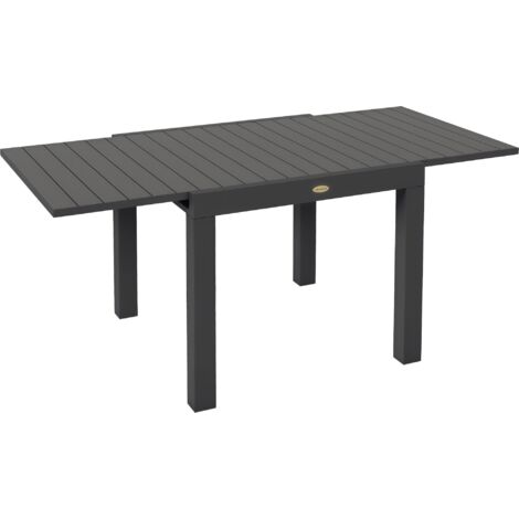 Tavolo da giardino allungabile per 4-6 persone con piano a doghe, in alluminio, 81/162x80x75 cm, grigio (1/5)