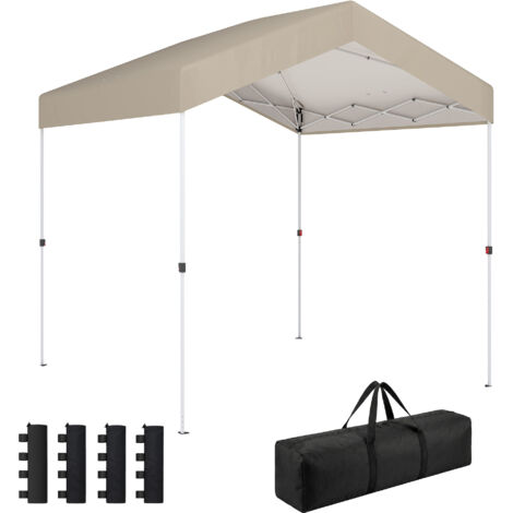 Tenda pieghevole pop-up 2,4x2,4 m, protezione UPF50+, chiusura centrale, altezza regolabile, borsa per il trasporto, sacchi di sabbia, colore beige. (1/5)