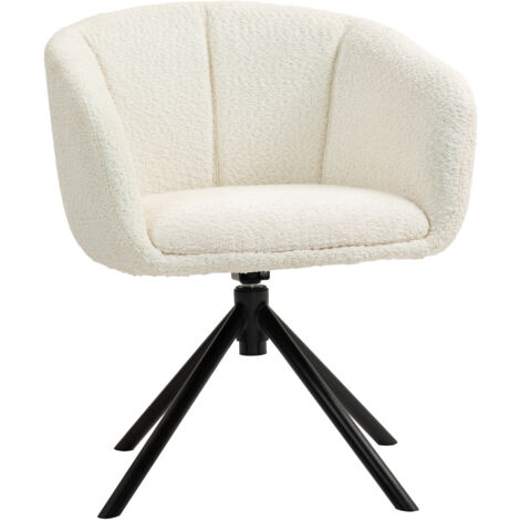 Poltrona girevole a 360 gradi per soggiorno, poltrona imbottita per camera da letto, 58,5 x 59 x 78,5 cm, color crema (1/5)