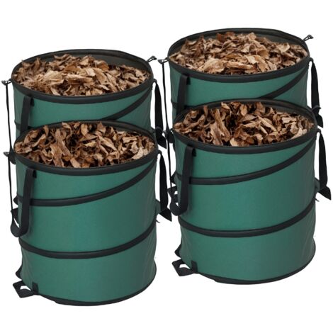 Sacco per rifiuti da giardino impermeabile Gartensack 4x86L con maniglie per il trasporto, sacco per foglie stabile e robusto, colore verde. (1/5)