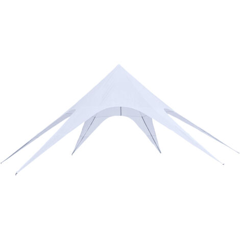 Tenda da giardino XXL a forma di stella, telo impermeabile, vela parasole, tela da campeggio, 10 x 10 x 4 m, poliestere 210D ad alta densità impermeabile azzurro. (1/5)