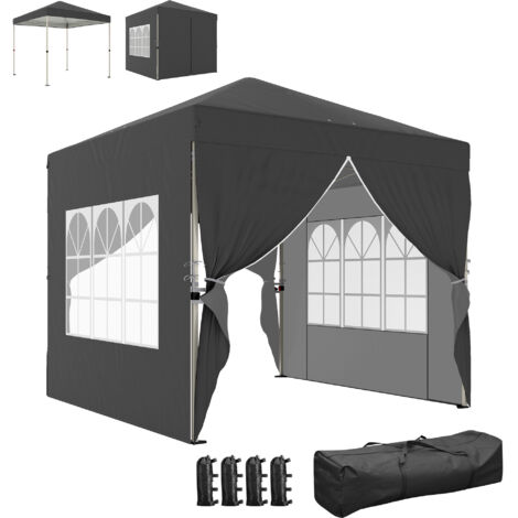 Gazebo da giardino a scomparsa 2,5 x 2,5 m, pieghevole, regolabile in altezza, protezione UV50+, facile da montare, grigio scuro. (1/5)