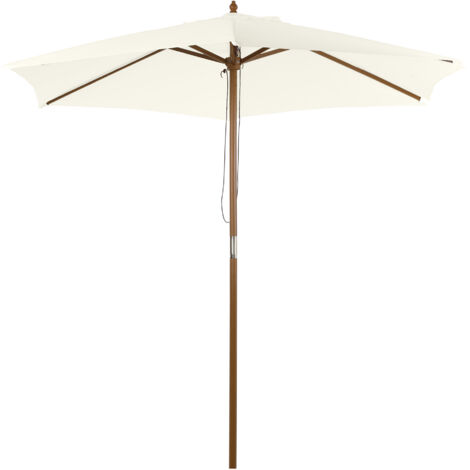 Ombrellone da giardino in legno da 2,5 m, parasole con 6 stecche e ventilazione superiore per esterni, bianco (1/5)