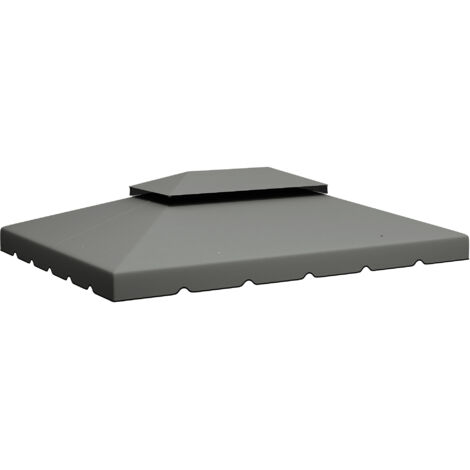 Tenda di ricambio per gazebo 4x3 m con doppi fori di drenaggio sul tetto - Solo tenda, telaio grigio chiaro NON incluso. (1/5)