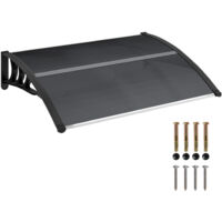 Tettoia per porta d'ingresso in alluminio, policarbonato e plastica rigida, resistente ai raggi UV e alla pioggia, 100x75 cm, nera