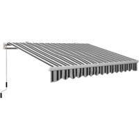 Tenda da sole retrattile manuale 395 x 245 cm con manovella, poliestere 280 g/m² con protezione UV, alluminio, blu e bianco