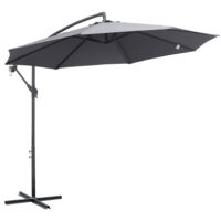 Ombrellone da giardino pieghevole ottagonale decentrato, diametro 3 m, con base a croce Ø295 x 255H cm, grigio