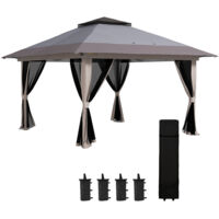 Tenda pieghevole a comparsa con altezza regolabile, protezione UV50+, doppio tetto e zanzariera, 4x4x2,8 m, grigio chiaro.