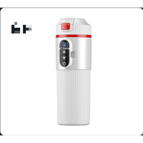 Heated travel mug, 500ml, stainless steel, water heater with LED display, suitable for camping/rapid heating, car beverage heater, car kettle, insulated mug, white. (1/5)