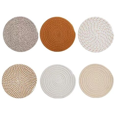 Cotton coasters - Heat resistant - 6-piece set - 18cm - Highly absorbent (1/5)