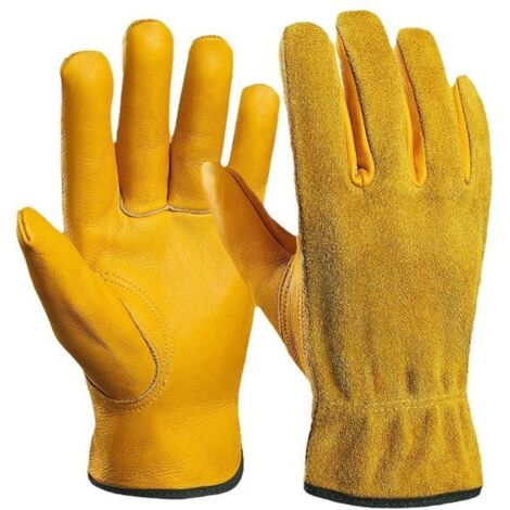 Gardening gloves 26x16cm - Suitable for gardening, working, woodworking, construction, gardening, digging and planting - Unisex - Yellow - Size L (1/5)