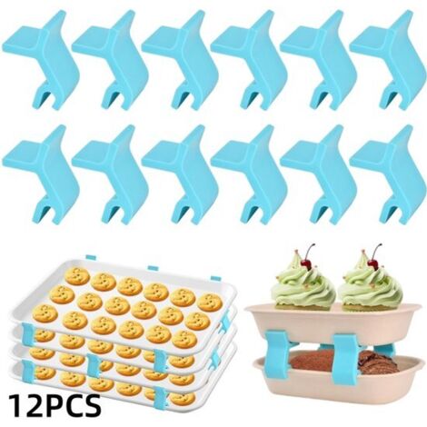 12-Piece Baking Pan Rack Set - Baking Pan Stacking Rack - Baking Pan Clip - Refrigerator Baking Pan Clip - Suitable for Home, Kitchen, and Freeze Dryer Use - Blue - 5.53.52.5 cm (1/5)