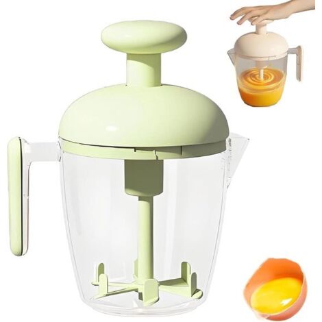 550ml Manual Whisk - With Foam Filter and Beating Head - Multi-functional for beating eggs, whipping cream, and milk - Professional Kitchen Tool (Milk Green) (1/5)