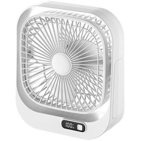 Fan - Desktop Fan - USB Rechargeable - Quiet and Lightweight - With LED Digital Display - 360° Adjustable - 3 Wind Speeds - Black Circulating Fan with Brushless Motor - Suitable for Office, Home, and